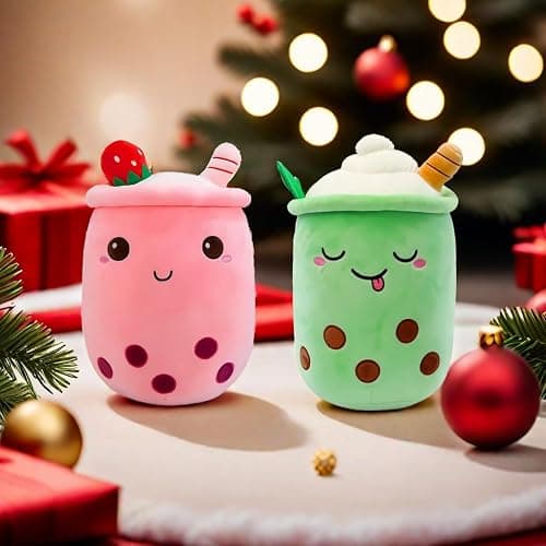 2 Pack Bubble Tea Plush Cute Stuffed Animal Stuffy Milk Cup Plushie Pillow, Soft Kawaii Ice Cream Cupcake Toys Gifts for Kids (Pink & Green) thumbnail 5