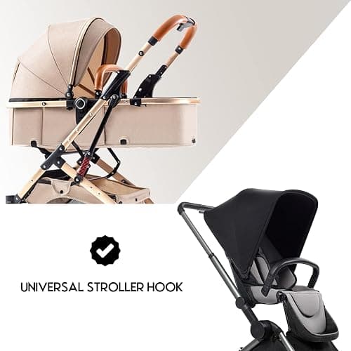 iZhuoKe Kinderwagen Haken[2 Stück],Taschenhalter Kinderwagen Leder Style,Klettverschluss Haken Kinderwagen Haken(Schwarz) - schwarz thumbnail 3