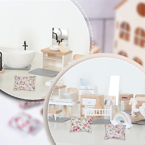 arricraft 16pcs Miniature Sofa Pillow for Tiny House, 8 Styles Flower Pattern 1:12 Scale Mini Couch Pillow Models Sofa Bed Accessories Decoration, 1.34 x 1.77 x 0.7 Inch thumbnail 5