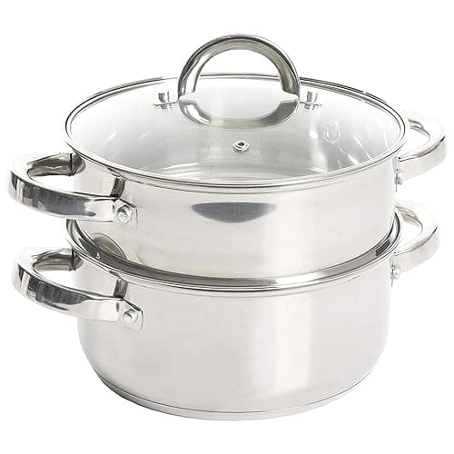 Oster Sangerfield 3.0-Quart Stainless Steel Dutch Oven with Steamer Basket – Durable Kitchen Cookware for Slow Cooking and Steaming - Image 1