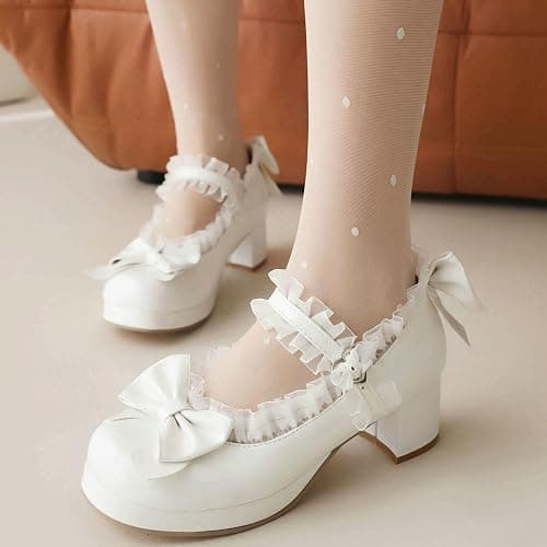 LUXMAX Women Kawaii Mid Block Heel Mary Jane Rockabilly Pumps with Bow | Kawaii Shoes,Platform Mary Janes,Chunky Heel Pumps,Cute Sweet Shoes,Fashion Dress Shoes,Comfortable Pumps thumbnail 3