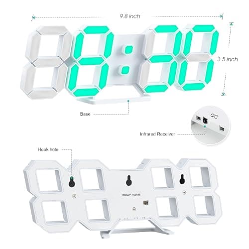 EDUP HOME 3D LED Neon Digital Desk Wall Alarm Clock RGB Night Light 7 Colors 9.7" with Remote Control for Bedroom/Living Room/Kitchen/Office, Adjustable Brightness,12/24 Hr, Time/Date/Temperature thumbnail 2