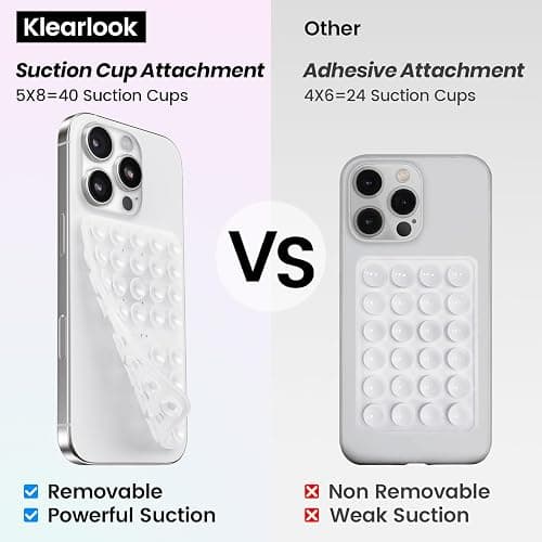 Klearlook Silicone Suction Cup Phone Case Mount Double Sided, Sticky Phone Grip with Higher Suction Power for Cell Phone, Hands-Free Phone Accessories Holder for Selfies and Videos, Transparent thumbnail 3