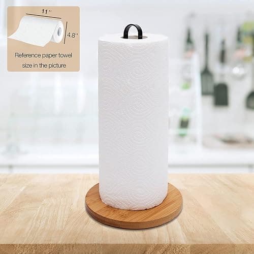 TONLEA Wooden Paper Towel Holder Countertop, Kitchen-Towel-Holder FreeStanding with Non-Slip Base for Bathroom thumbnail 8