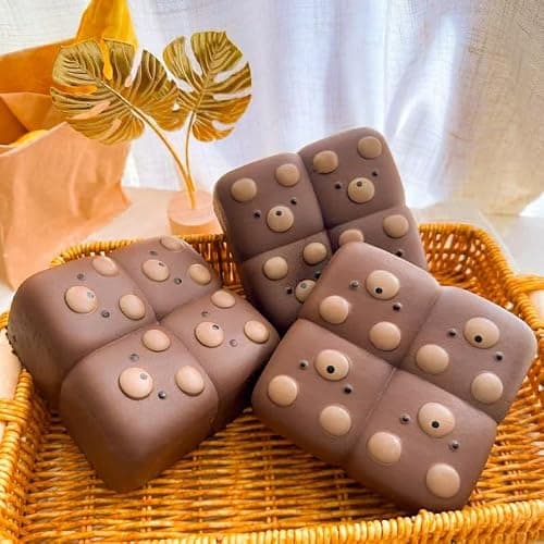 Bread Butter Squishy, Slow Rising Squeeze Toy for Kids Adult, 4.3inch Squeeze Bread Chocolate Bear Toy, PU Material Stress Relief & Fidget Toy for Office or Party Favor (Bread-Bear) thumbnail 9