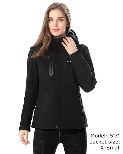 Venustas Women's Heated Jacket with Battery Pack, Waterproof & Windproof Electric Insulated Heated Coat With Detachable Hood thumbnail 2