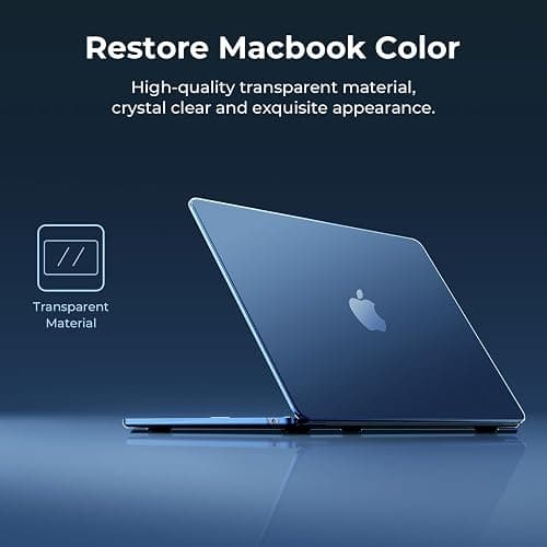 EooCoo Case Compatible with MacBook Air 15 inch M4 2025 2024 2023 Release A3241 M3 A3114 M2 A2941 Liquid Retina Display, Plastic Hard Shell Case + Keyboard Cover + Screen Protector, Crystal Midnight thumbnail 2