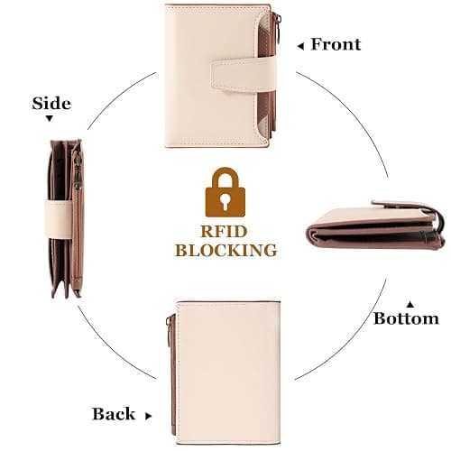 Airkit Small Wallet Women RFID Blocking Soft Leather Bifold Compact Card Holder Wallet for Women with Zipper Coin Pocket 4 ID Window thumbnail 4