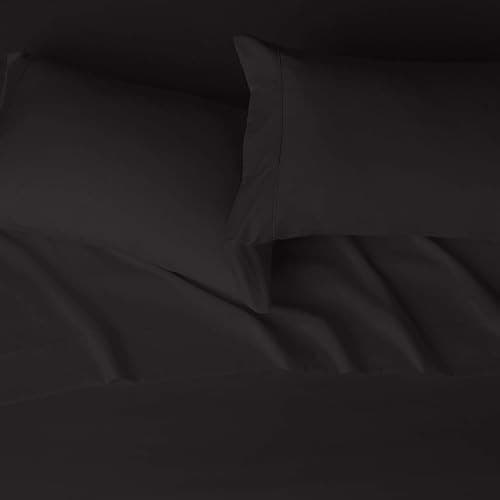 Amazon Basics Lightweight Super Soft Easy Care Breathable Comfortable Microfiber 4 Piece Bed Sheet Set with 14-Inch Deep Pockets, Full, Black, Solid thumbnail 3