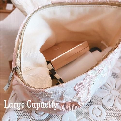 STARDW Aesthetic Floral Makeup Bag Cute Small Cosmetic Bags for Women Girls, Travel Toiletry Bag Large Capacity Zipper Makeup Pouch, Purse Organizer Pouches thumbnail 4