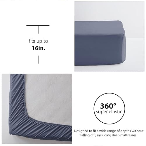 Zzlpp Queen Bedding Set 7 Pieces, Greyish Blue Seersucker, All Season Comforter Set with 1 Comforter, 2 Pillow Shams, 2 Pillowcases, 1 Flat Sheet, 1 Fitted Sheet thumbnail 6