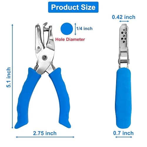 Single Hole Punch 1/4” Paper Hole Puncher for Crafts, One Hole Puncher with Blue Soft Grip Handle for Kids and Adults, Handheld Circle Punch for Paper Crafts in Home, Office, Classroom thumbnail 2