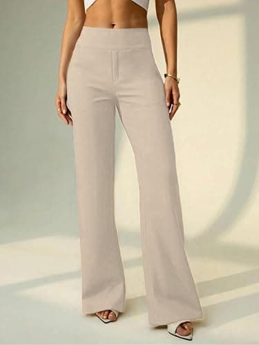 Women's Casual Pants Relaxed Fit High Waist Yoga Trousers with Pockets - Image 1