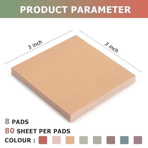 Osboo Sticky Notes 3x3 Self-Stick Notes Pads with 8 Morandi Colors, Easy to Post for Office, School, Home, 8 Pads/Pack, 80 Sheets/Pad thumbnail 3