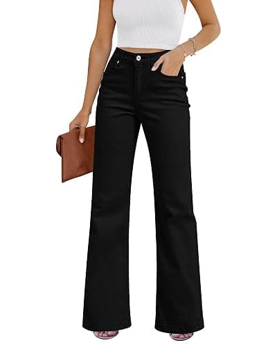 GRAPENT Womens Flare Jeans High Waisted Wide Leg Baggy Jean for Women Stretch Denim Pants - Image 1