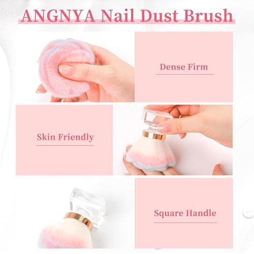 ANGNYA Nail Dust Brush, Pink Rose Soft Duster Brush Art Dust Powder Remover Makeup Manicure Brushes Clean Up Tools for Acrylic Nails thumbnail 6
