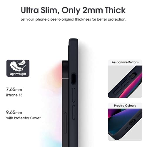 Supdeal Liquid Silicone Case for iPhone 13, [Camera Protection] [Anti Fingerprint] [Wireless Charging] 4 Layer Phone Case Protective Cover, Built-in Microfiber Case Cover, 6.1", Black thumbnail 4
