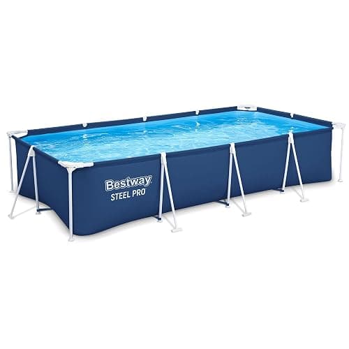 Bestway Steel Pro 13 Foot x 32 Inch Rectangular Above Ground Outdoor Pool Steel Framed Vinyl Swimming Pool with 1,506 Gallon Water Capacity, Blue - Image 1