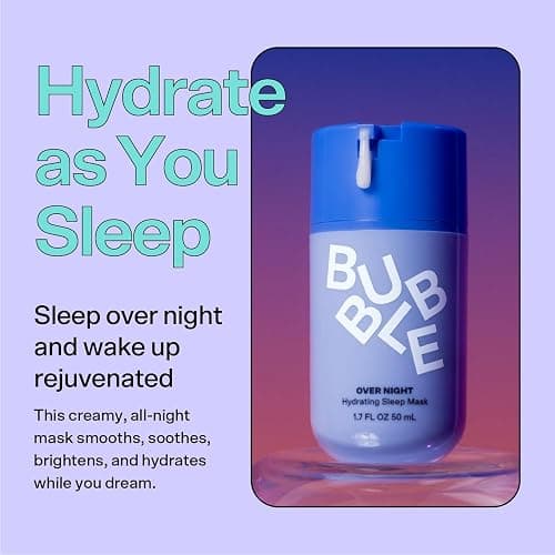 Bubble Skincare Over Night Hydrating Sleep Mask - Gentle Exfoliating Overnight Face Mask for Skin Barrier Repair - Formulated with Mandelic Acid & Sodium PCA to Hydrate, Brighten & Soothe Skin (50ml) thumbnail 4