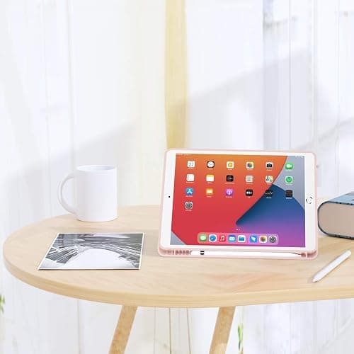 GHINL for iPad 9th/8th/7th Generation Case (2021/2020/2019) iPad 10.2-Inch Case with Pencil Holder [Sleep/Wake] Slim Soft TPU Back Smart Magnetic Stand Protective Cover Cases(Light Pink) thumbnail 7