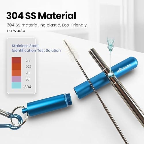 Ecoangel Cruise Ship Essentials, Reusable Metal Straws (4 Pack) | Collapsible Travel Drinking Straws with Cases, Stainless Steel Straws, Cruise Must Haves with Silicone tips for Gifts thumbnail 3