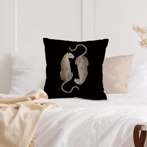 NaZaUK Funky Cheetah Print Throw Pillow Cover, Leopard Pillow Covers 18x18, Girls Stockholm Room Decor Aesthetic, Trendy Y2K Leopard Room Decor for Bedroom Dorm Trendy Home thumbnail 2
