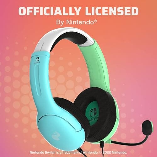 PDP AIRLITE Stereo Headset with Mic for Nintendo Switch/Switch Lite/OLED - Noise Cancelling Microphone, Lightweight, Soft Comfort On Ear Headphones, 3.5mm Jack - Animal Crossing Aloha Blue & Green thumbnail 5