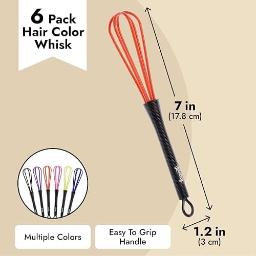 Glamlily Silicone Mini Hair Color Whisk Set - Precision Hair Dye Mixing Whisk - Multi-Use Salon & Kitchen Mixers - Vibrant Color Tools for Salon Organization - 6 Count, 7 x 1.2 in thumbnail 3