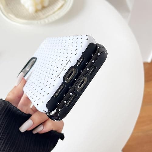 branple Compatible with iPhone 16 Pro Case, Simple Cute Aesthetic Polka Dot Pattern with Shockproof Soft TPU and Hard PC Protective Phone Case for Women Designed for iPhone 16 Pro 6.3"-White thumbnail 7