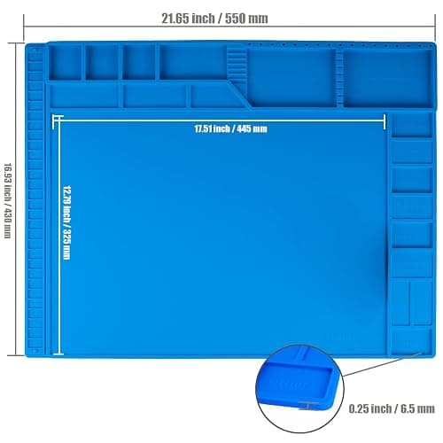 Kaisi Large Soldering Mat Heat Resistant,Silicone work mat,Magnetic solder mat,Electronic Solder Pad with Anti Static Wrist Strap for Soldering Station,Phone,Laptop,Tablet,Watch Repair(Blue) thumbnail 2