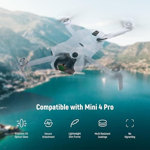 NEEWER ND CPL Filter Set Compatible with DJI Mini 4 Pro, 4 Pack Multicoated HD Optical Glass Screw On ND16 ND64 ND256 Circular Polarizing Neutral Density Filter Drone Accessories + 2X Cleaning Cloth thumbnail 2