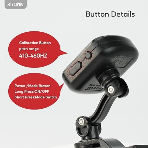 Aroma Guitar Tuner Clip On Rechargeable Chromatic Tuner for Guitar Bass Ukulele Violin Mandolin thumbnail 5