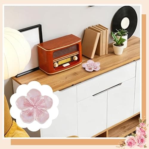EVERJOYCRAFT Ceramic Jewelry Dish Tray Small Trinket Tray Aesthetic Nightstand Room Decor Ring Holder Flower Shape Elegant Jewlery Plate Bowl for Christmas Birthday Gifts for Women (Blush Pink) thumbnail 5