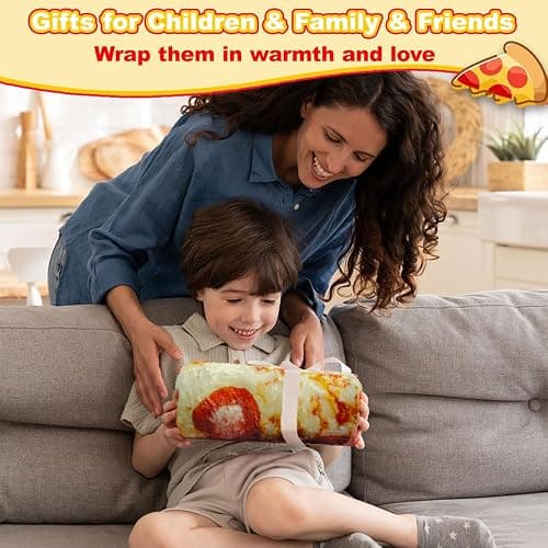 HDFK Pizza Blanket for Kids Double Sided Adult Size Red Pepperoni Realistic Food Fleece Cheese Fluffy Throw Blankets Flannel Funny Novelty Present 60 inches Round Lightweight White Elephant Christmas thumbnail 3