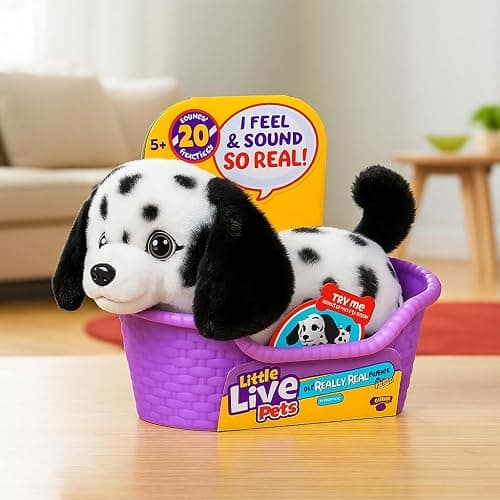 Little Live Pets My Really Real Puppy Mini Pepper The Dalmatian, Interactive Plush Toy with Basket, 20+ Sounds and Reactions, Puppy Toys for Kids thumbnail 2