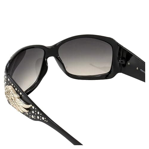 Rodeo Queen Angel Women’s Fashion Sunglasses Black Frame w/Bling Rhinestones & Smoke Gradient Lens thumbnail 5