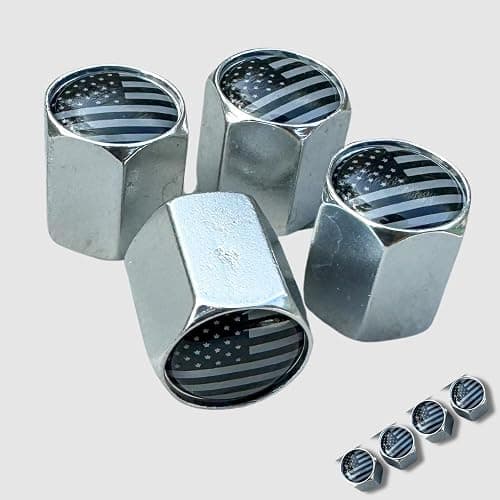 TACTILIAN American Flag Chrome Valve Stem Caps 4 Pack | Leakproof Aluminum Tire Valve Caps with Rubber O-Ring, Universal Fit for Cars, Trucks, SUVs | Silver Tire Valve Caps Chrome Valve Stem Covers thumbnail 6