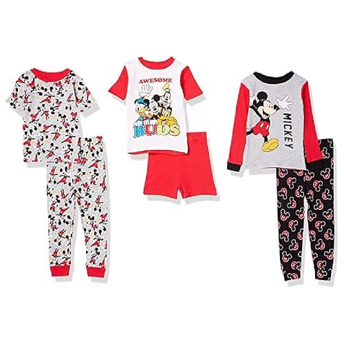 Disney unisex-child 6-piece Snug-fit Cotton Pajama Set, Soft & Cute for Kids - Image 1