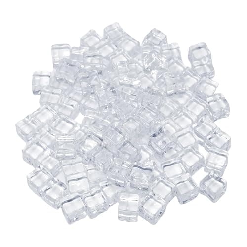 Honbay 100PCS 12mm Lifelike Simulation Acrylic Ice Cubes Artificial Plastic Clear Square Ice Cubes Decorations Realistic Fake Food Models Ornaments for Home Party Tabletop Decoration Photography Prop - Image 1
