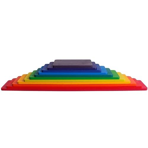 Dinhon 11 PCS Wooden Rainbow Board Oversized Stacking Game Jigsaw Puzzle Building Blocks Children's Baby Toddler Toys 3 Years Old Boys and Girls Toy Gifts thumbnail 3