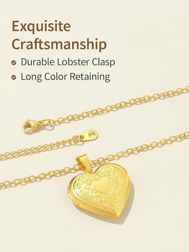 FindChic Locket Necklace for Women, Silver/Black/Rose Gold/Gold Plated Personalized Memorial Gifts, Custom Photo Jewelry for Loved Ones, Birthday Valentine's Day Keepsake, Versatile Styles Available thumbnail 6