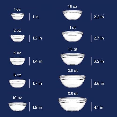 Anchor Hocking 10 Piece Mixing Bowl Set, Nesting Serving Bowls & Mixing Bowls (1 oz, 2 oz, 4 oz, 6 oz, 10 oz, 16 oz, 1 Qt, 1.5 Qt, 2.5 Qt, 3.5 Qt) thumbnail 3
