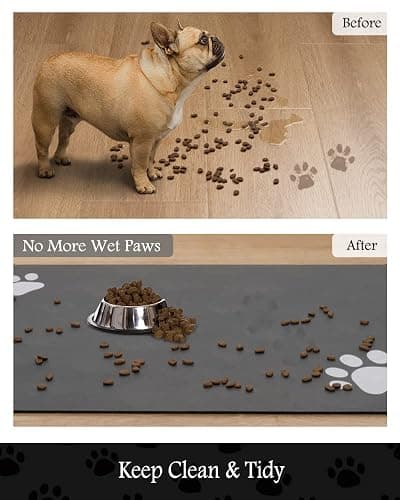 Pet Feeding Mat-Absorbent Dog Mat for Food and Water Bowl-No Stains Quick Dry Dispenser Mat-Dog Accessories Pet Supplies-Bowl for Messy Drinkers（Darkgrey,16"x24" thumbnail 3