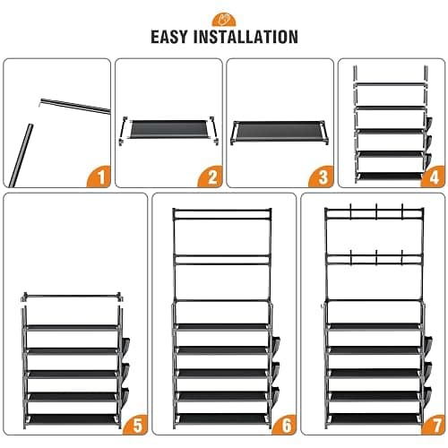OYREL Shoe Rack 5 Tier Shoe Organizer Storage 15-20 Pairs Shoes Rack for Closet Entrance Shoe Rack Organizer with Hooks and Side Pocket Entryway Shoe Holder Space Saving Free Standing Shoe Racks thumbnail 6