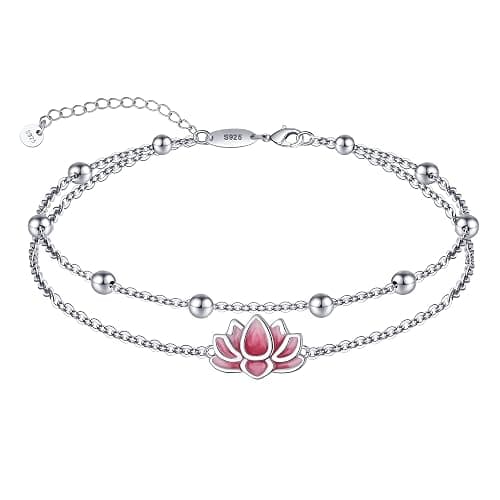 🩷LINGBG JEWELRY Anklet for Women S925 Sterling Silver Adjustable Foot Charm Ankle Bracelet Anklets Jewelry 9.5-10.5 Inches - Image 1