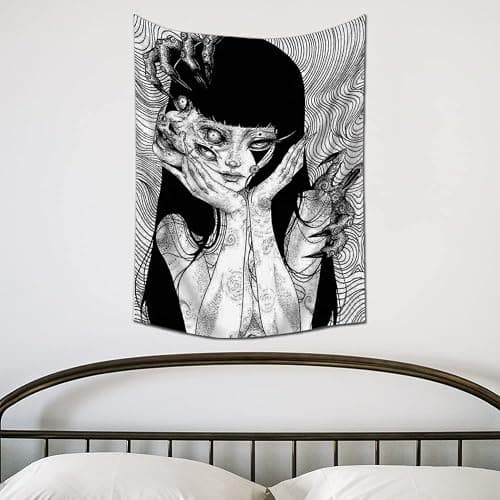 EWRITN Canvas Anime Tomie Revenge Junji Ito Tapestry, Hanging Dorm Party Backdrop Decorations Home Decorations for Living Room Bedroom(60 x 40 in) thumbnail 3