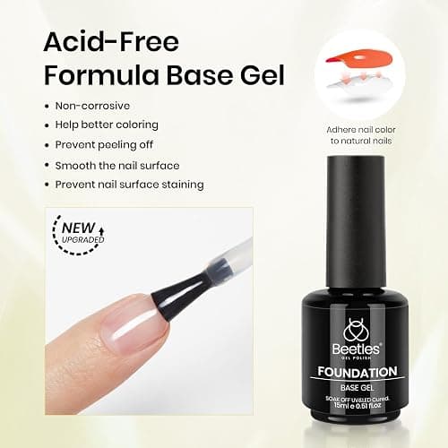 Beetles Gel Top Coat Base Coat Cuticle Oil Set, 3Pcs 15ml No Wipe Top Coat Gel Nail Polish Glossy Shine Long Lasting Cuticle Protectors Kit Oil Care for Dry Damaged Cuticles Gift for Women thumbnail 5