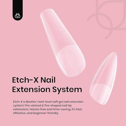 Beetles Gel Nail Tips Short Coffin Pre-Etched Nail Tips, 12 Sizes 288 Pcs Full Cover Soft Tips Half Matte False Nails Clear Acrylic Press on Nails Extension DIY Manicure Gifts for Women thumbnail 5