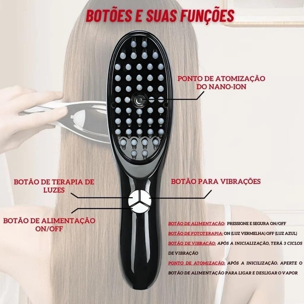 Escova Massageadora com Laser 4 em 1 – Tratamento Capilar e Antiqueda thumbnail 7