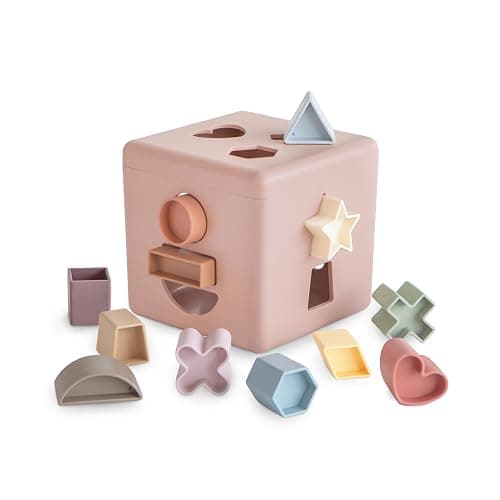 mushie Shape Sorting Box (Petal) | Educational Learning Toy for Toddlers with 12 Shapes | Made in Denmark (10+ Months) - Image 1